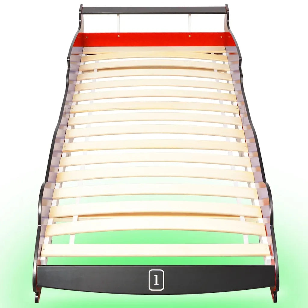 Letto con Luci LED per Bambino Auto da Corsa 90x200 cm Rosso 243936