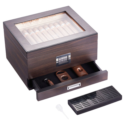 Sigari Humidor Scatola Umidificatore Igrometro Cassetto Cedro 50 Sigari