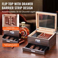 Sigari Humidor Scatola Umidificatore Igrometro Cassetto Cedro 50 Sigari