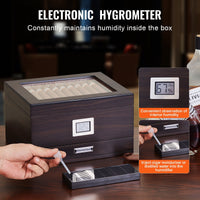 Sigari Humidor Scatola Umidificatore Igrometro Cassetto Cedro 50 Sigari