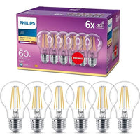 Philips, pacchetto di 6 LED trasparenti e 20 W 60W, bianco caldo, bianco caldo