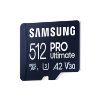 Samsung PRO Ultimate microSD Memory Card 512GB (Samsung PRO Ultimate MB-MY512SA - Scheda di memoria flash [adattatore a SD in dotazione] - 512 GB - A2 / Video Class V30 / UHS-I U3 - UHS-I microSDXC - blu)