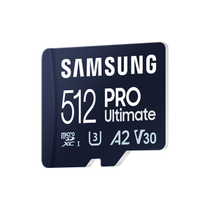 Samsung PRO Ultimate microSD Memory Card 512GB (Samsung PRO Ultimate MB-MY512SA - Scheda di memoria flash [adattatore a SD in dotazione] - 512 GB - A2 / Video Class V30 / UHS-I U3 - UHS-I microSDXC - blu)
