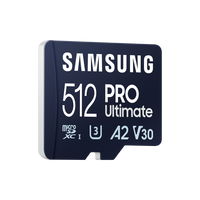 Samsung PRO Ultimate microSD Memory Card 512GB (Samsung PRO Ultimate MB-MY512SA - Scheda di memoria flash [adattatore a SD in dotazione] - 512 GB - A2 / Video Class V30 / UHS-I U3 - UHS-I microSDXC - blu)