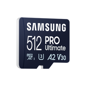Samsung PRO Ultimate microSD Memory Card 512GB (Samsung PRO Ultimate MB-MY512SA - Scheda di memoria flash [adattatore a SD in dotazione] - 512 GB - A2 / Video Class V30 / UHS-I U3 - UHS-I microSDXC - blu)