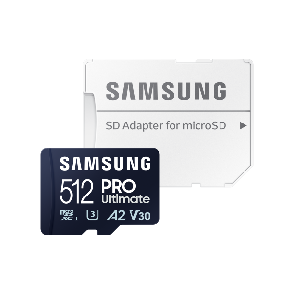 Samsung PRO Ultimate microSD Memory Card 512GB (Samsung PRO Ultimate MB-MY512SA - Scheda di memoria flash [adattatore a SD in dotazione] - 512 GB - A2 / Video Class V30 / UHS-I U3 - UHS-I microSDXC - blu)