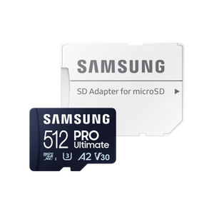 Samsung PRO Ultimate microSD Memory Card 512GB (Samsung PRO Ultimate MB-MY512SA - Scheda di memoria flash [adattatore a SD in dotazione] - 512 GB - A2 / Video Class V30 / UHS-I U3 - UHS-I microSDXC - blu)