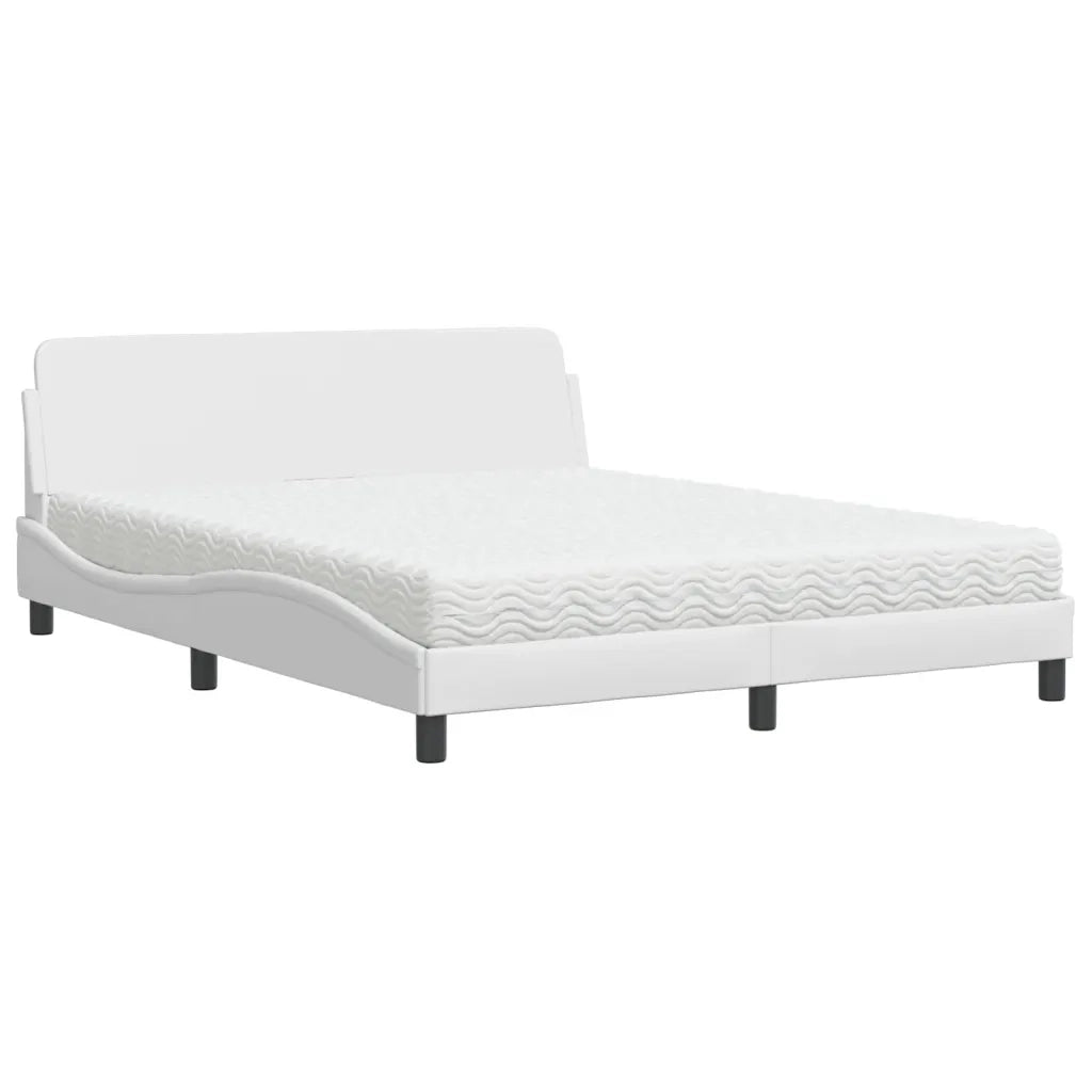 Letto con Materasso Dover Bianco 160x200 cm in Similpelle