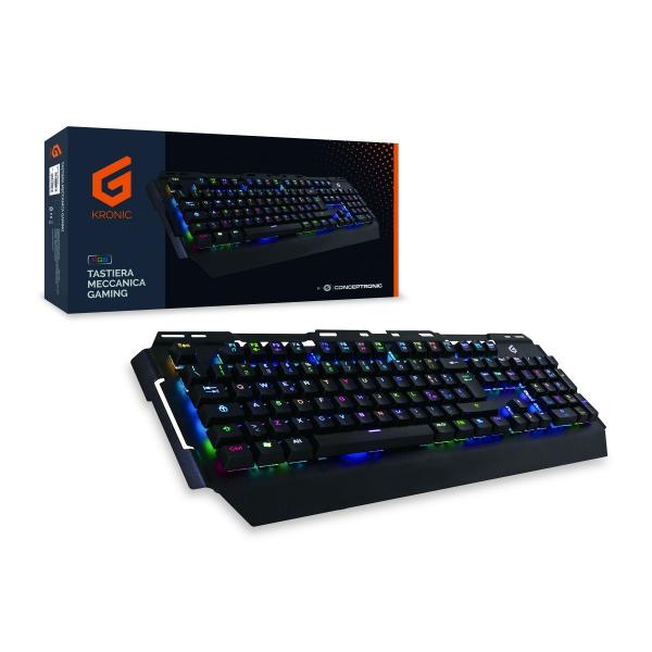 Tastiera Itek Gaming Conceptronic KRONIC01IT - Meccanica - Switch Blu - 105 tasti - Rgb LED con 10 modalità - Usb - Colore Nero