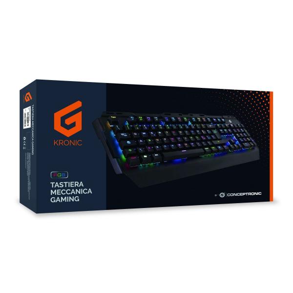 Tastiera Itek Gaming Conceptronic KRONIC01IT - Meccanica - Switch Blu - 105 tasti - Rgb LED con 10 modalità - Usb - Colore Nero