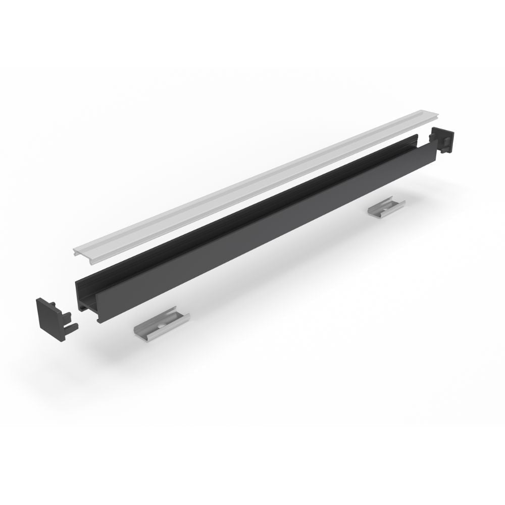 Profilo P46 nero opaco lunghezza 1200mm. fissaggio a molle con touch dimmer bianco