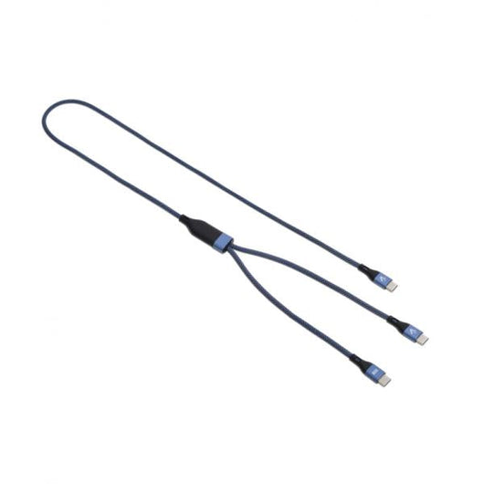 VULTECH CS-NCCC12BL - CAVO SMARTPHONE IN NYLON TYPE-C TO 2 TYPE-C 1,2M 5.0A 100W - BLU