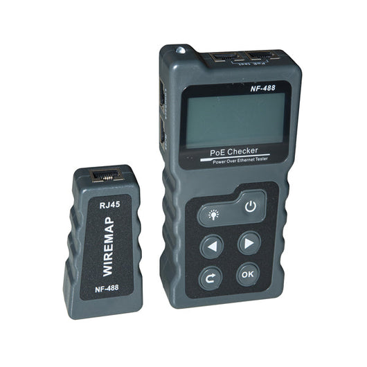 TESTER DI RETE PER CAVI 6 E 8 POLI, RJ11 E RJ45 CON UNITA'' LOCALE E REMOTA CON 8 LED + SCHERMATURA