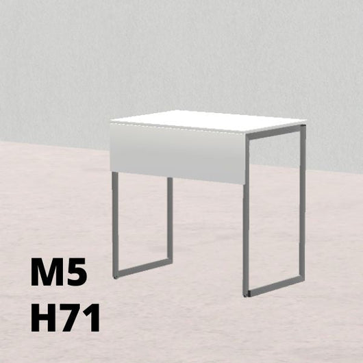 TAVOLO PINO R 50x70cm H71cm, struttura grigia con ruote, piano in melamina bianco T.TRPR.M.5070.M5rGC.BB