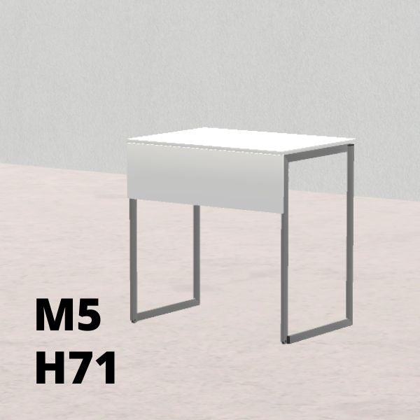 TAVOLO PINO R 50x70cm H71cm, struttura grigia con ruote, piano in melamina bianco T.TRPR.M.5070.M5rGC.BB