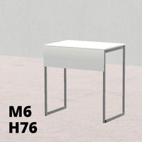 TAVOLO PINO R 50x70cm H76cm, struttura grigia con ruote, piano in melamina bianco T.TRPR.M.5070.M6rGC.BB