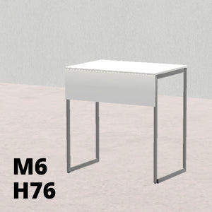 TAVOLO PINO R 50x70cm H76cm, struttura grigia con ruote, piano in melamina bianco T.TRPR.M.5070.M6rGC.BB