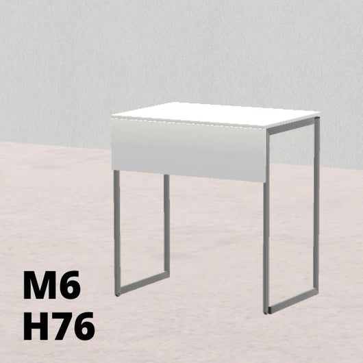 TAVOLO PINO R 50x70cm H76cm, struttura grigia con ruote, piano in melamina bianco T.TRPR.M.5070.M6rGC.BB