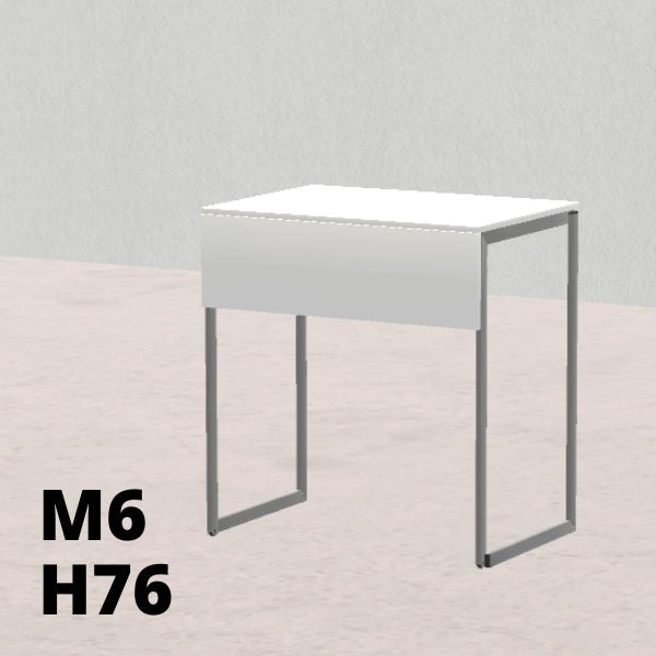 TAVOLO PINO R 50x70cm H76cm, struttura grigia con ruote, piano in melamina bianco T.TRPR.M.5070.M6rGC.BB