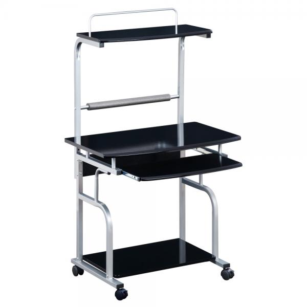 TECHLY ICA-TB 7800BK - SCRIVANIA MOBILE CON PIANO TASTIERA ESTRAIBILE - NERO LUCIDO