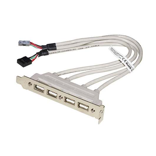 PIASTRINA LINK CON 4 CONNETTORI USB 2.0 TIPO ''''A'''' ESTERNI - CONNETTORE ALLA PIASTRA MADRE 2X10 PIN 2,54 MM