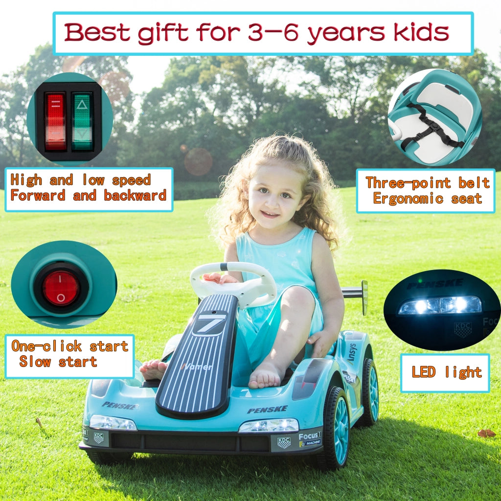 Go Kart Elettrico per Bambini ¨C zephmum ¨C Verde, Batteria 12V, Telecomando, Cintura di Sicurezza
