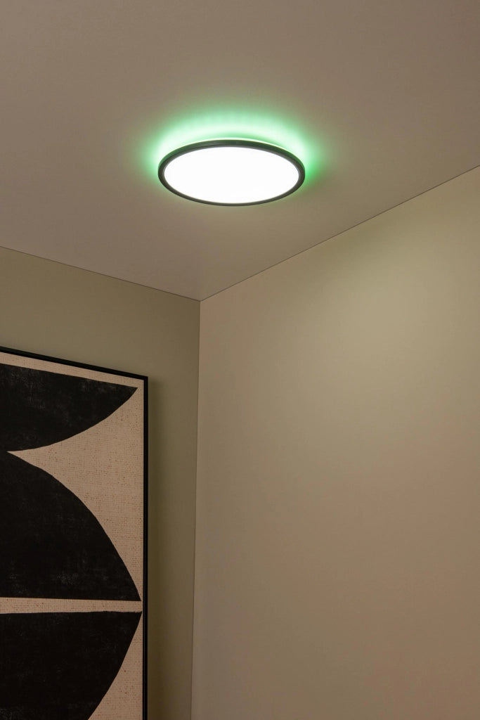 Plafoniera LED rotonda nera IP44 RGB 20W Castor Lucide