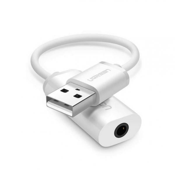 UGREEN Adattatore USB 2.0 a 3-5mm TRRS jack AUX (Cuffie e Microfono)- (White)