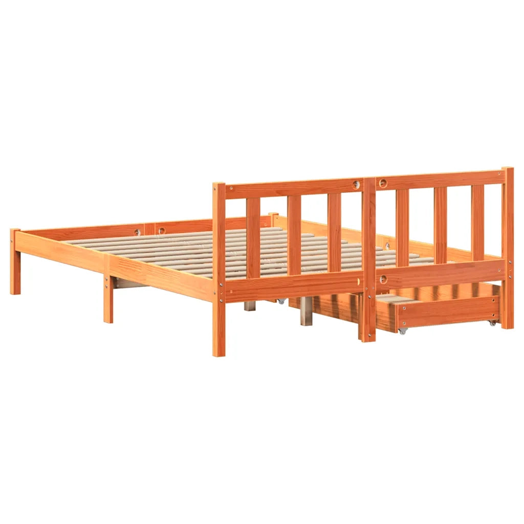 Giroletto senza Materasso Marrone Cera 140x200cm Massello Pino