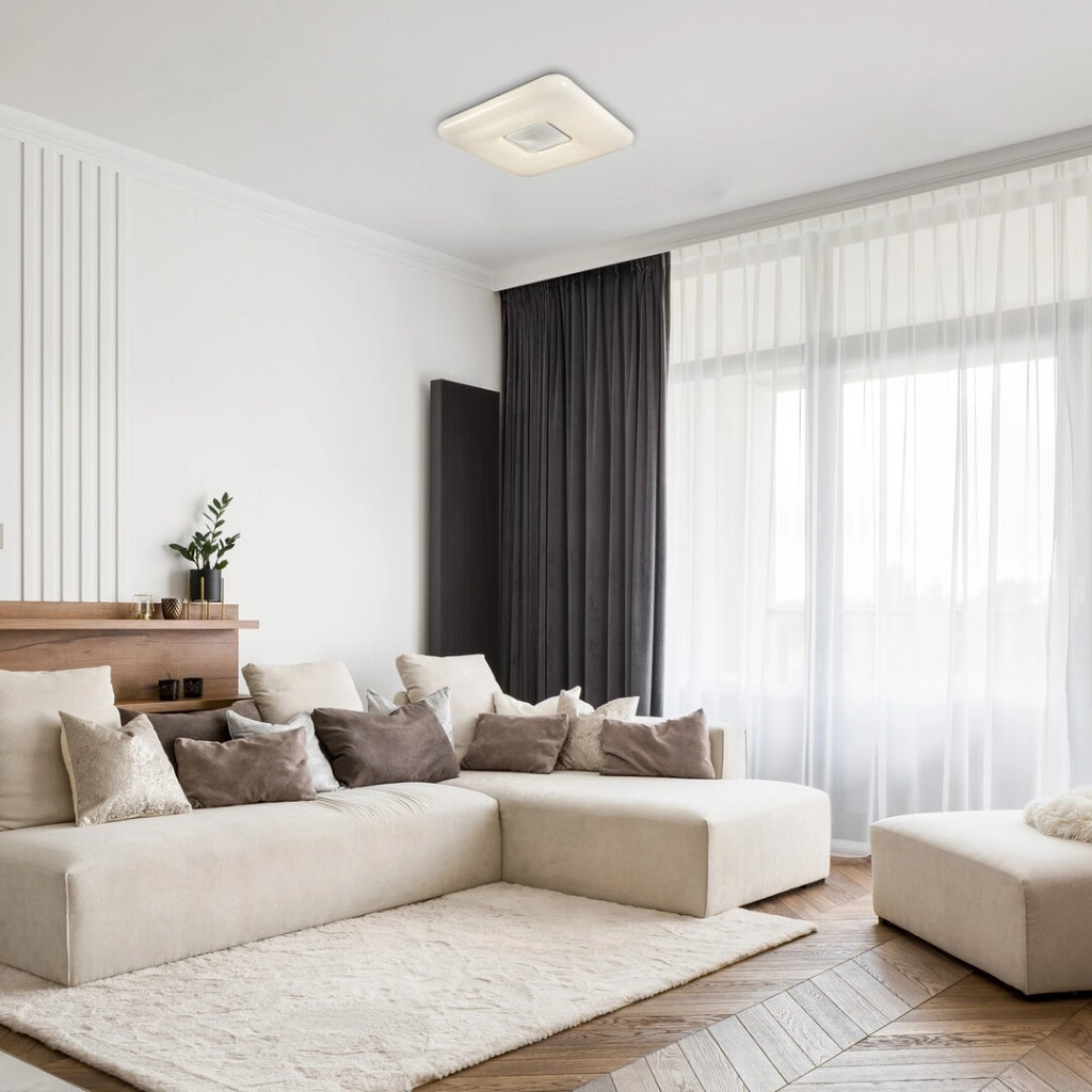 Plafoniera LED quadrata 44cm 72W telecomando cromata Rabalux