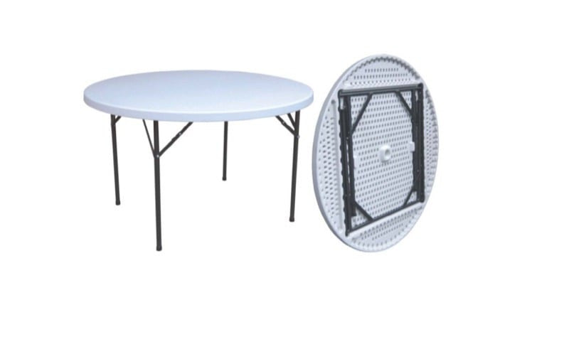 TAVOLO TONDO IN POLIETILENE RIPIEGHEVOLE CM. 122X74H PESO KG. 13