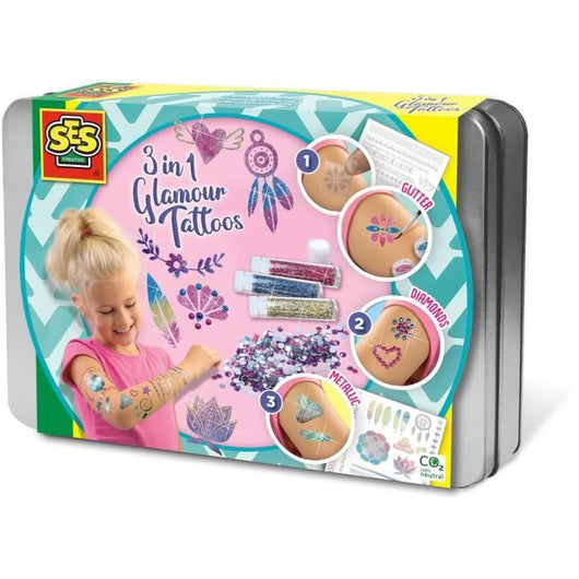 Tatuaggi glamour 3 in 1 - SES CREATIVE - Multicolor - Bianco - Per bambini dai 5 mesi