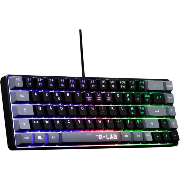 Tastiera da gioco - THE G-LAB - KEYZ-HYDRO-BKG/FR - Membrana 60% 2 colori Tasti neri + grigi