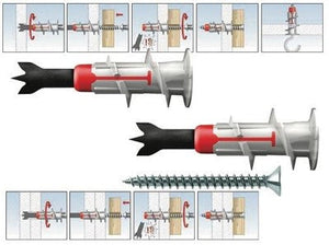 TASSELLI FISCHER AUTOPERFORANTI DUOBLADE SENZA VITE LUNGHEZZA 44 MM PZ.50