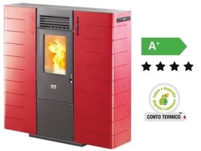 STUFE STUFA A PELLET QUEEN SLIM 10 CANALIZZATA POTENZA Kw/h 9,01 - CM.94x29xH94