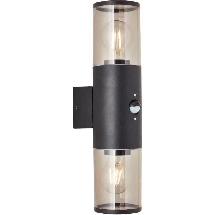 Applique esterno Sergioro 2L con rilevatore, depoli nero, 2x27 20w, lampadina non inclusa