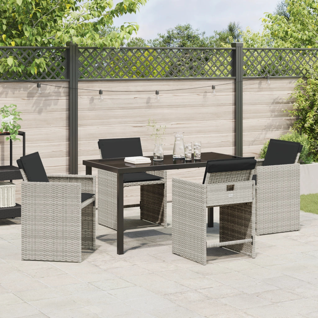 Set di Mobili da Giardino con Cuscini Grigio Chiaro Polirattan