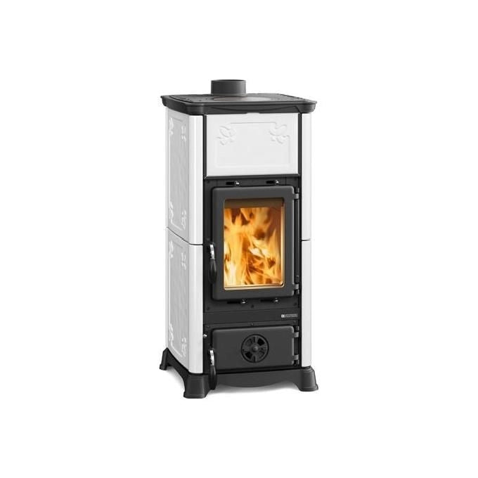 La Nordica Emiliana Stufa a Legna 6,5Kw Rivestimento in Maiolica Bianca