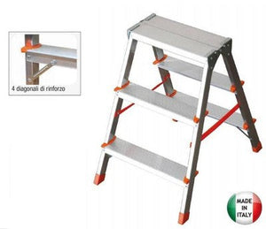 SGABELLO IN ALLUMINIO 3+3 GRADINI PORTATA 150KG SGABELLI SCALE