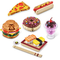 Set di costruzioni - ZURU - Snack - 200 pezzi max - 6 snack - Hamburger, gelato o sushi