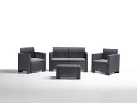 SET DA GIARDINO NEBRASKA 2 COMPLETO DI CUSCINI COLORE ANTRACITE 2POLTR+1DIV+1TAV