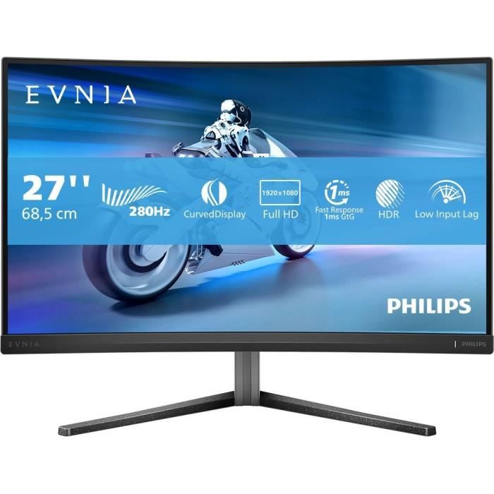 Schermo PC - PHILIPS - Evnia 27M2C5200W - 27 FHD - Pannello curvo Fast VA - 280Hz - 0,3ms - HDMI/DP - Nero