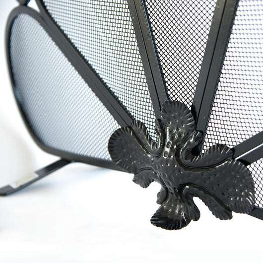 SCHERMI PARASCINTILLE PAVONE IN FERRO BATTUTO CM. 70x17X43