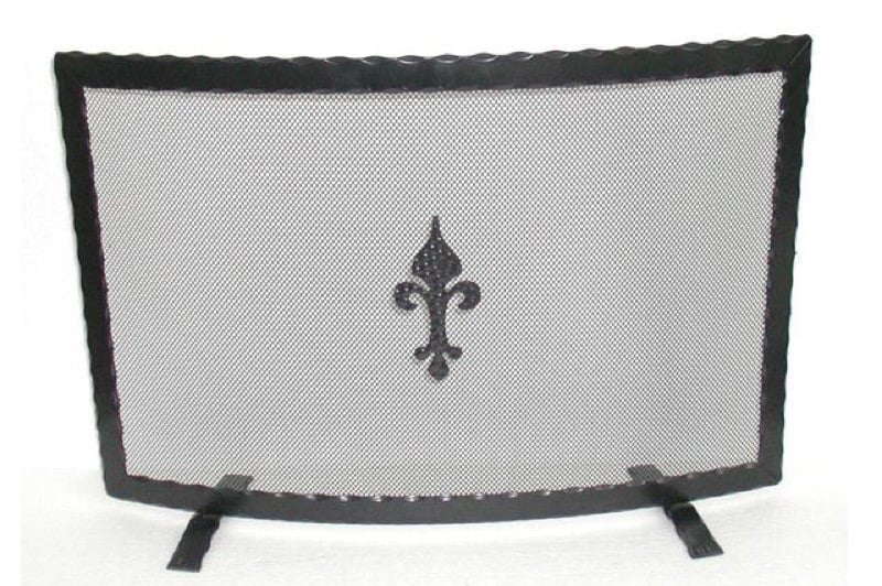 SCHERMI PARASCINTILLE IN FERRO BATTUTO CURVO CM. 80X18X51 CAMINO CAMINETTO