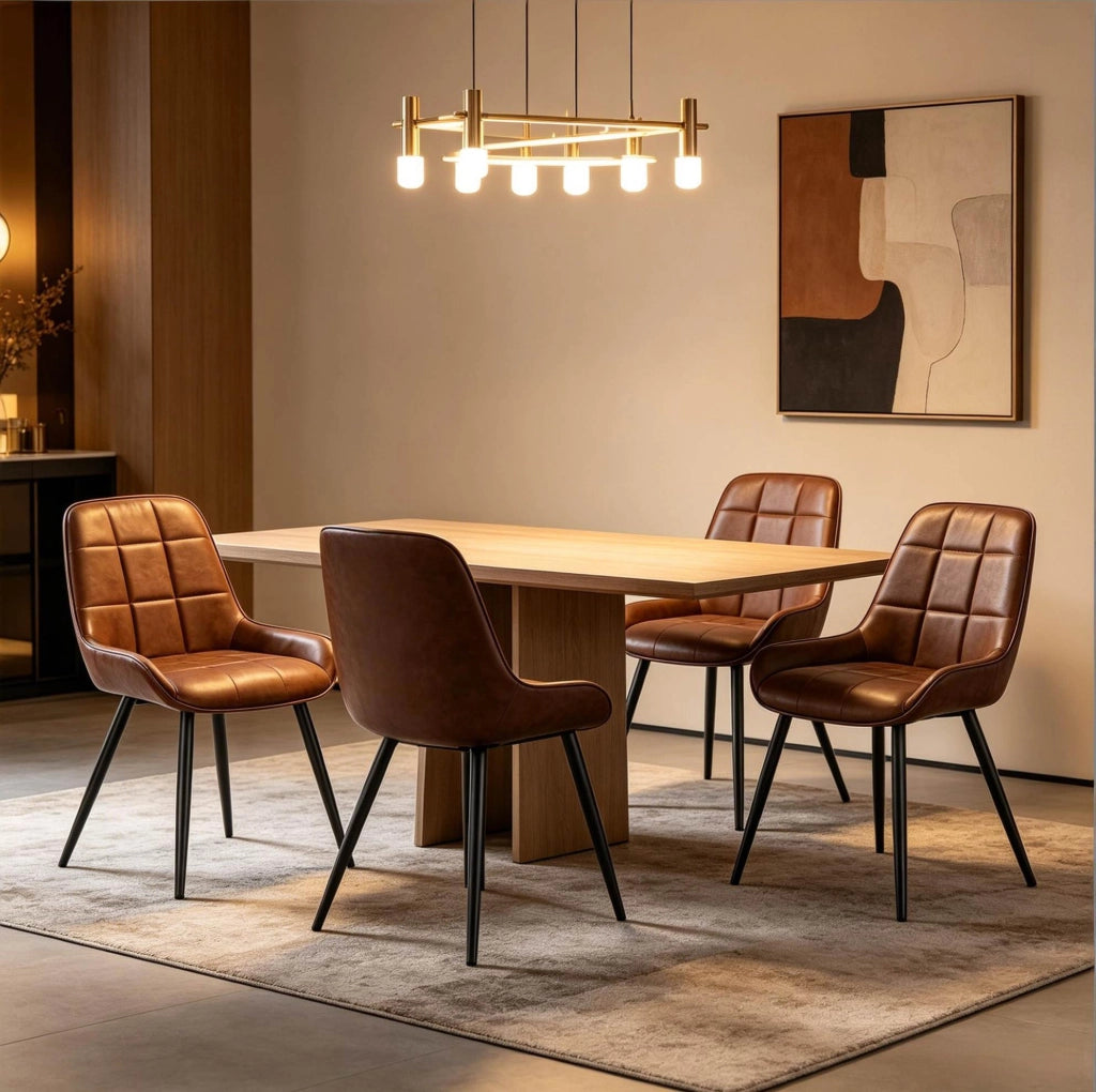 Set di 4 sedie da pranzo marroni in similpelle