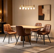 Set di 4 sedie da pranzo marroni in similpelle