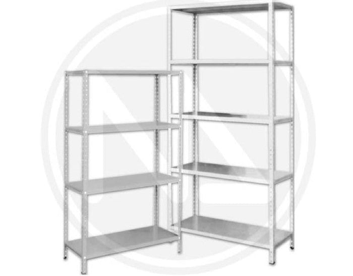 SCAFFALI SCAFFALE KIT IN LAMIERA 90X40X200H CON ACCESSORI 5 RIP. GRIGIO CHIARO