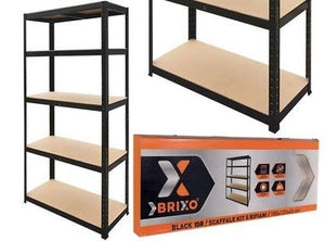 SCAFFALI IN KIT 5 PIANI IN MDF BRIXO BLACK 150 MISURA L90xP40xH180 CM