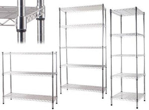 SCAFFALI MANHATTAN IN ACCIAIO CROMATO 5 PIANI 45x45xH150 CM