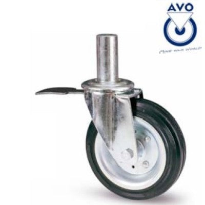 RUOTA GIREVOLE PER PONTEGGI IN GOMMA CON FRENO MM.200  - MM. 40x190